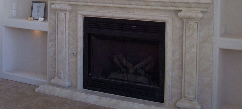 Fireplace with Faux Finish | Modular Architectural Trim using Precast Pieces, | Custom Design