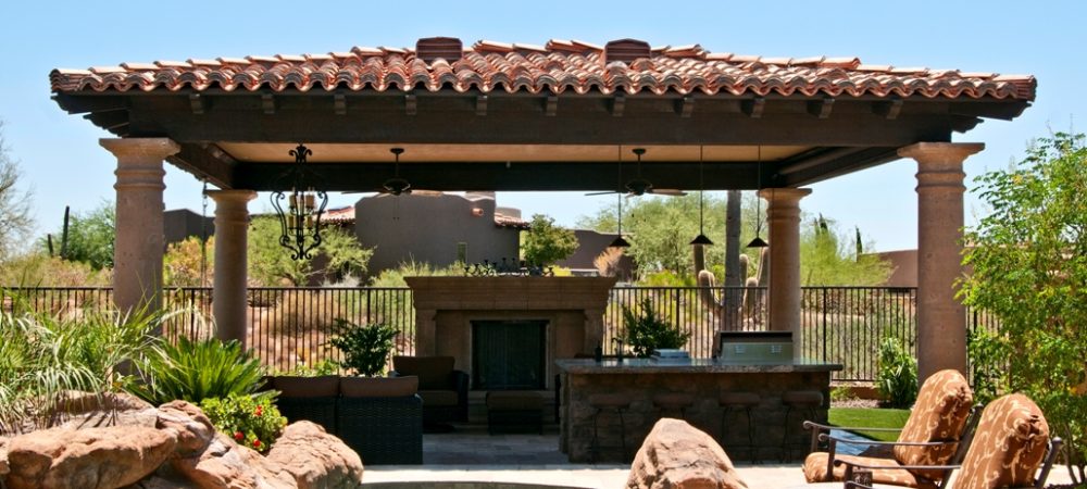 Mesa Precast Hardscape, Landscaping Solutions - Exterior Design using Architectural Columns, Fireplace, Color Matching of Design Elements Mesa Precast Hardscape, Landscaping Solutions | Exterior Design using Architectural Columns, Fireplace, Color Matching of Design Elements