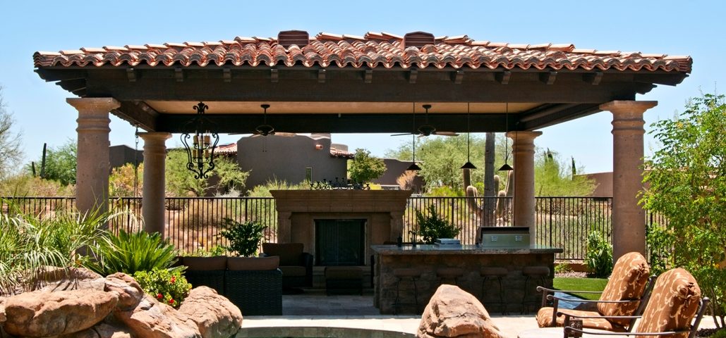 Mesa Precast Hardscape, Landscaping Solutions - Exterior Design using Architectural Columns, Fireplace, Color Matching of Design Elements Mesa Precast Hardscape, Landscaping Solutions | Exterior Design using Architectural Columns, Fireplace, Color Matching of Design Elements