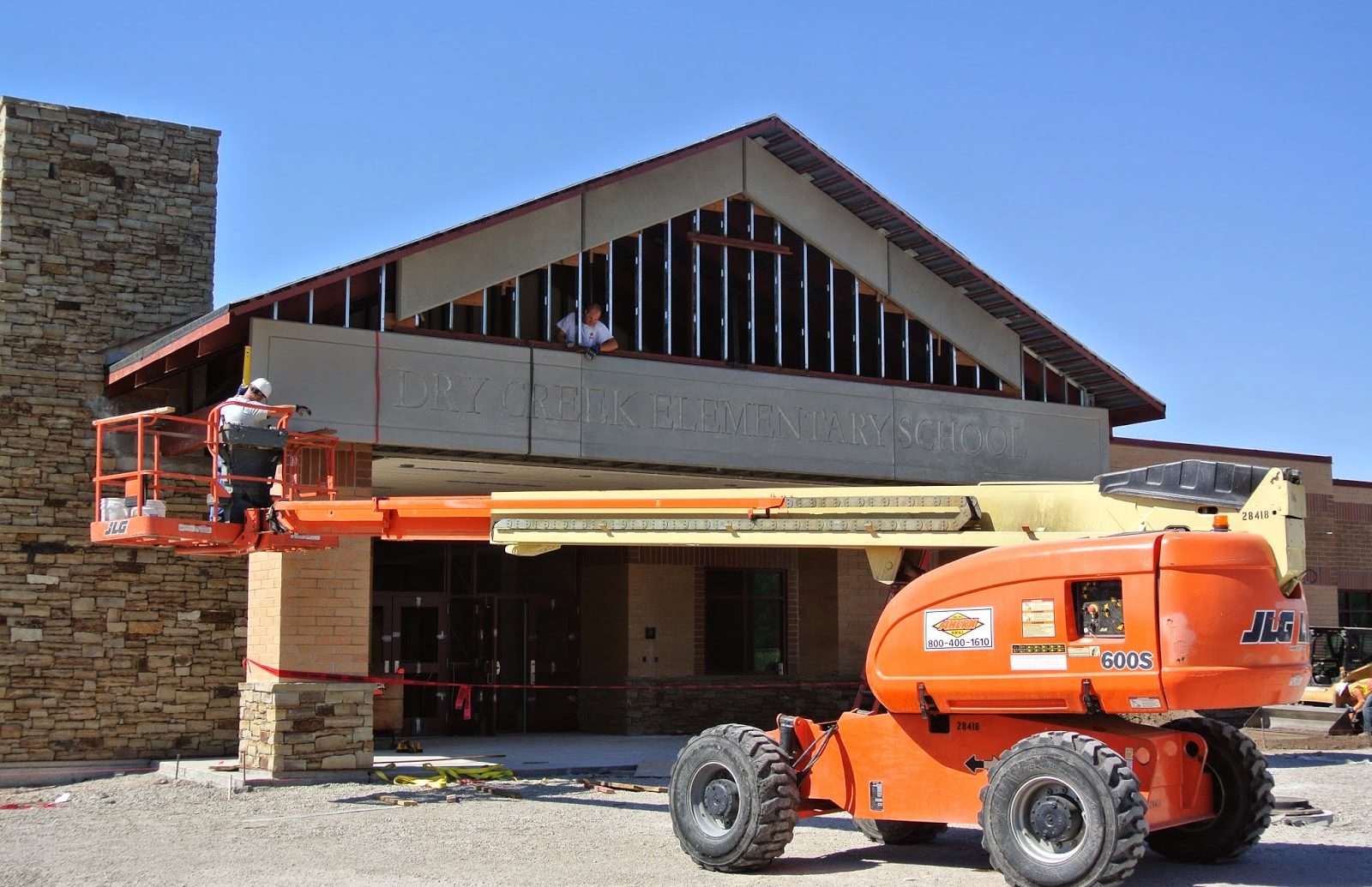 Installation of GFRC Stone Panels | Construction Site: Dry Creek Elementary School, Lehi, UT